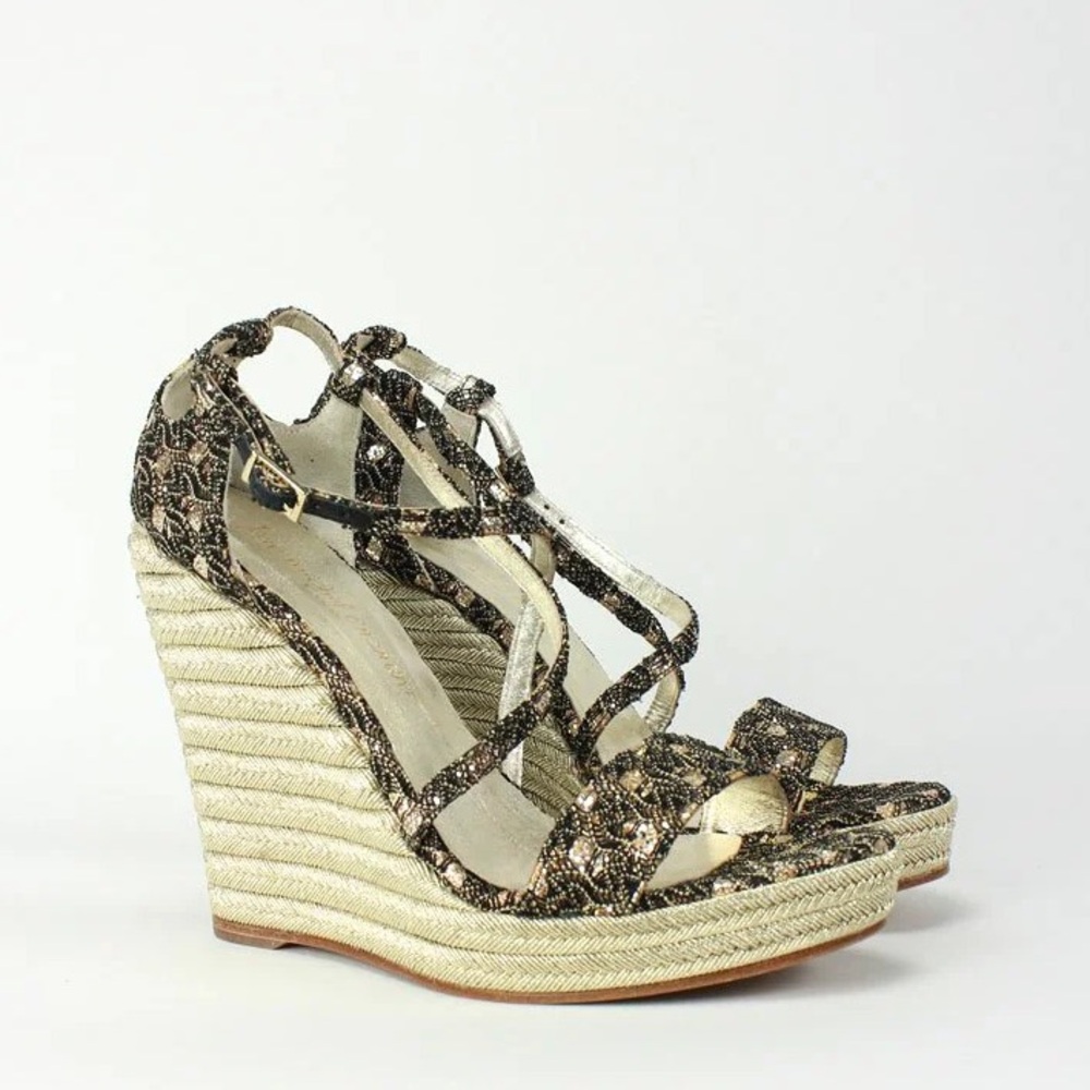 Jean-Michel Cazabat Femina Metallic Wedges Size 36